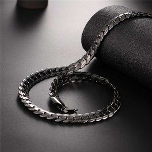 Men Heavy Chain 9MM 26" Black Gun Metal
